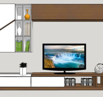 现代电视柜SU模型下载